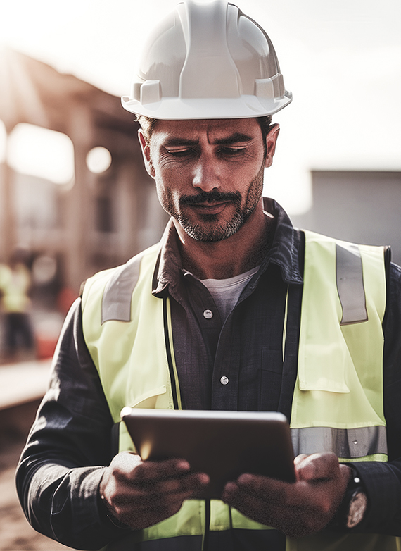 wisconsin-contractor-looking-at-a-job-cost-report-on-a-tablet